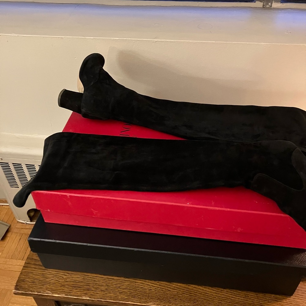 Valentino Black Suede Heeled Boots